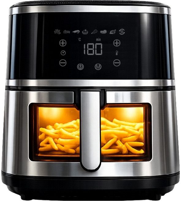 대웅 에어코어 투명도어 바스켓 원적외선 할로겐램프 대용량 에어프라이어 8L, 블랙, CZ-AF8050VN