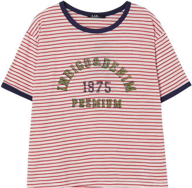 랩 여성용 인디아나 배색 크롭 티셔츠 AS2CTM44