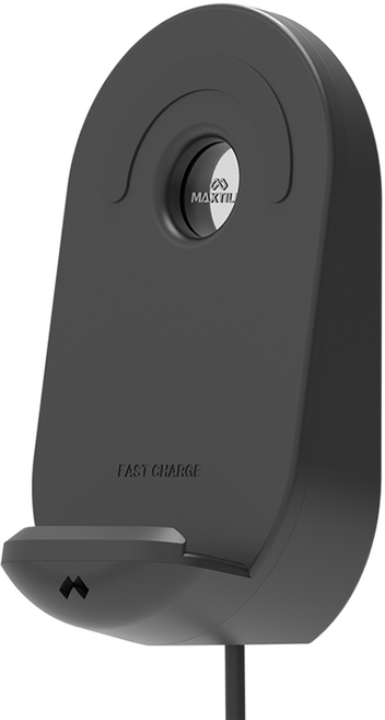 맥스틸 15W 삼성 아이폰 거치대 C타입 USB변환젠더 고속 무선충전기, 블랙, 1개