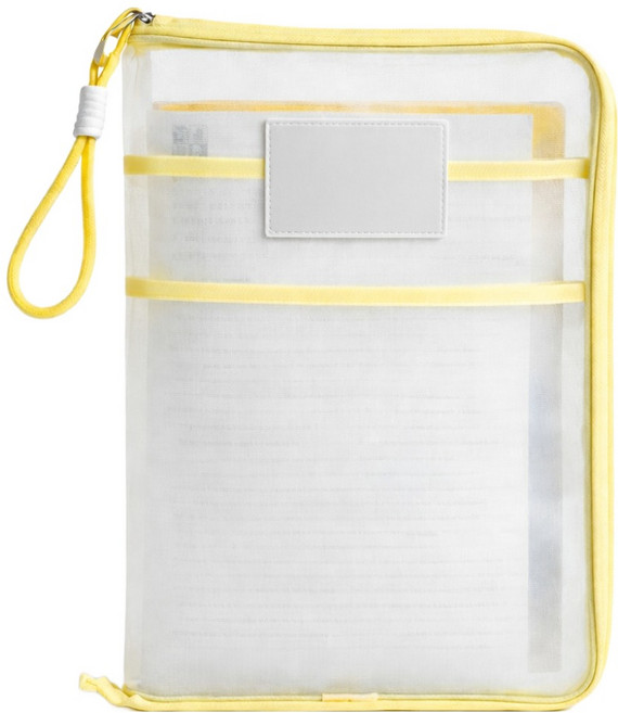 디와이상사 A4 A3 겸용 투명 지퍼 파일케이스, 노랑, 1개
