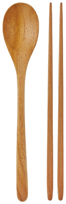 파뷔에 티크 원목 수저세트, 우드, 1세트, 숟가락 + 젓가락