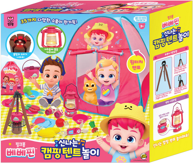 펀랜드 핑크퐁 베베핀 신나는 캠핑 텐트 놀이, 혼합색상, 1개