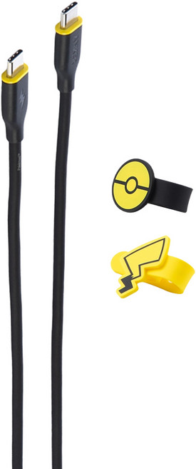 ANKER 皮卡丘 Type-C-Type-C 240W 充電線 附精靈球 + 皮卡丘尾巴造型束線帶 A8553, 黑色, 1個, 1.8m