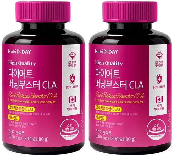 뉴트리디데이 다이어트 버닝부스터 CLA, 2개, 180정 - 쿠팡