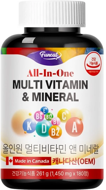 퍼니트 24종 올인원 멀티비타민 앤 미네랄 261g, 1개, 180정 - 쿠팡