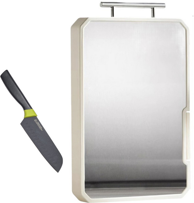 벨로비 스테인레스 304 양면 스탠드 도마 + 티타늄 코팅 식도 세트, 1세트, 도마 + 식도