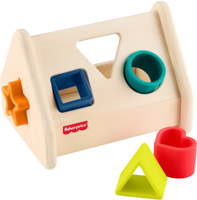 fisher-price 費雪 木製形狀分類積木盒, 混和顏色, 1個