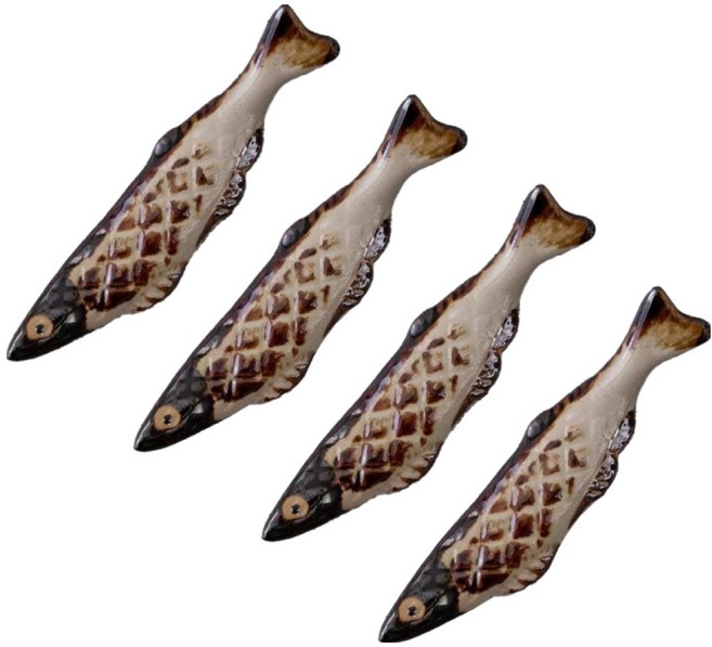 아메리칸로드 귀여운 모양 세라믹 테이블데코 수저받침대 생선 HR2751, 혼합색상, 4개