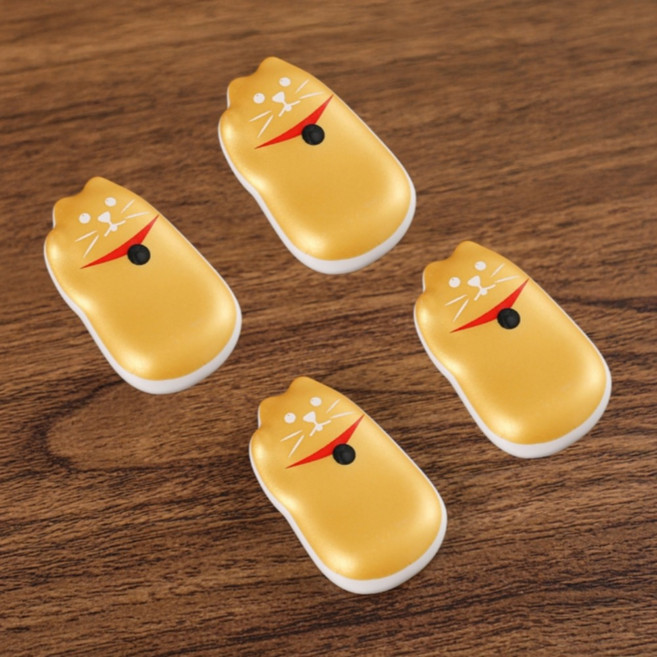 아메리칸로드 귀여운 행운고양이 세라믹 수저받침대 HR2762, 옐로우2, 4개