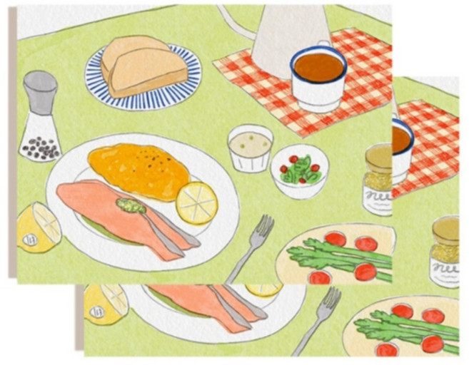 아메리칸로드 감성 일러스트 홈데코 방수 식탁매트 HR2747, 블랙퍼스트, 2개, 40 x 30 cm