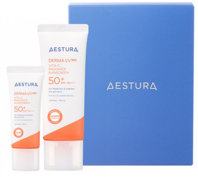 에스트라 더마유브이365 비타씨 광채수분 선크림 SPF50+ PA++++ 40ml + 20ml 세트, 1세트