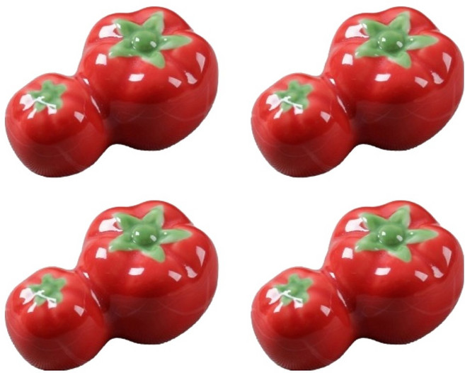 아메리칸로드 토마토 커플 귀여운 세라믹 수저받침대 HR2752, 레드, 4개