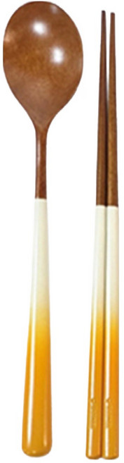 골든벨금속 고운빛 옻칠 투톤 컬러 한식 수저 세트, 옐로우, 1세트, 숟가락 + 젓가락