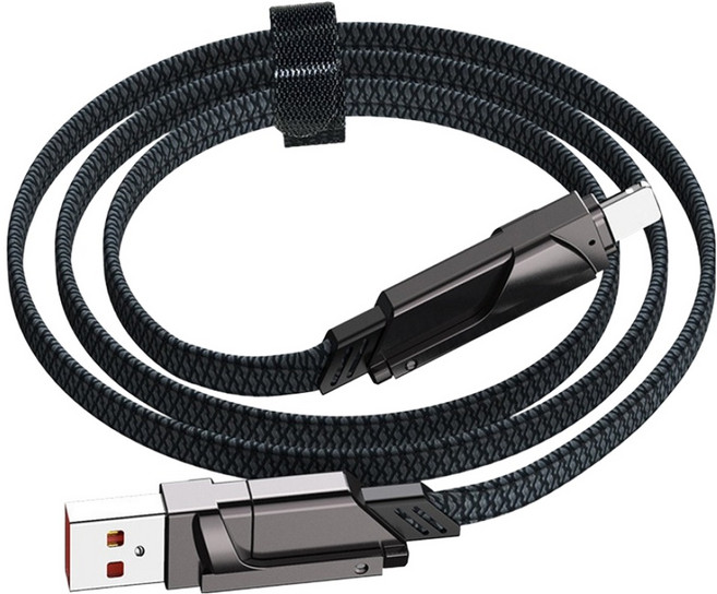 사인포스트 멀티 4 in 1 초고속 충전 케이블 C Usb 8핀, 블랙, 1개, 1m