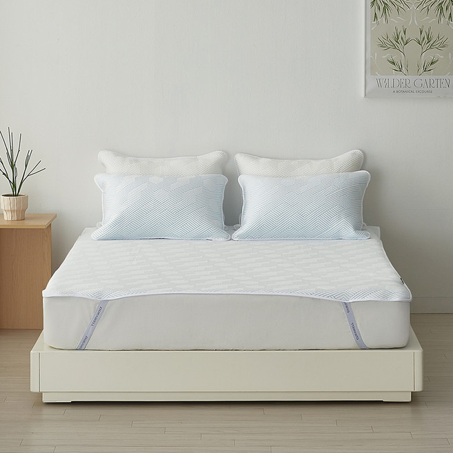 프로텍트어베드 듀라웰 알래스카 냉감 패드 모서리 고정 밴드형, 블루