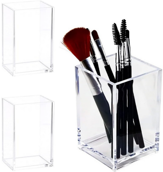에스미코 아크릴 심플 메이크업 브러쉬 꽂이, 투명, 3개