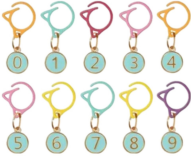 코오미 뜨개질 숫자 고양이 귀 니트 마커링 10종 세트 6W0067, 1세트, 블루(랜덤발송)