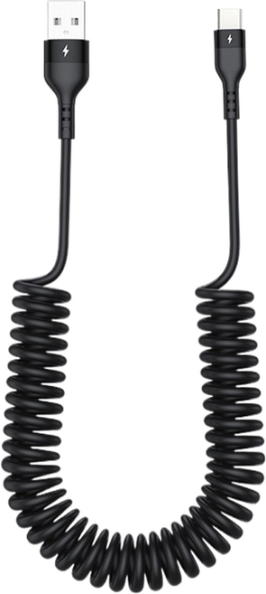 사인포스트 USB-C타입 늘어나는 스프링 고속 충전 케이블, 블랙, 1개, 2m