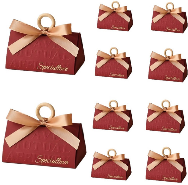 쇼옌 손잡이 리본 선물 상자, 와인 대형, 10개