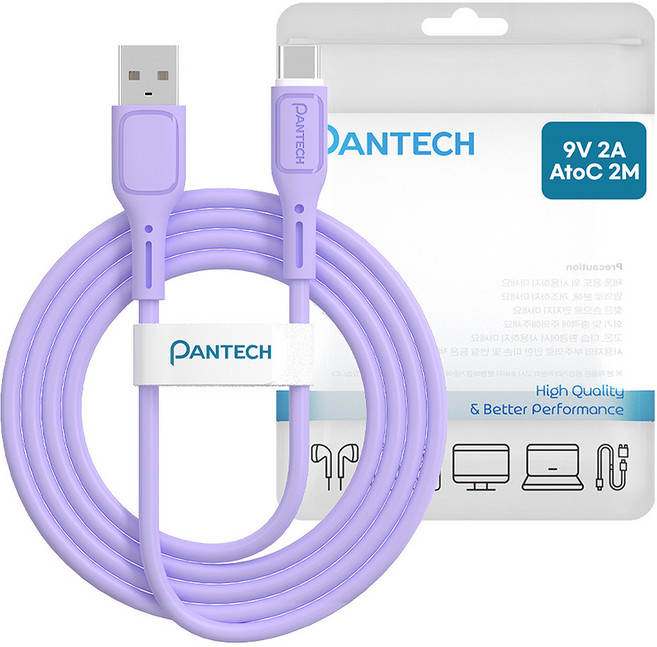 팬택 A타입-C타입 고속 파스텔 케이블, 1개, 퍼플, 2m