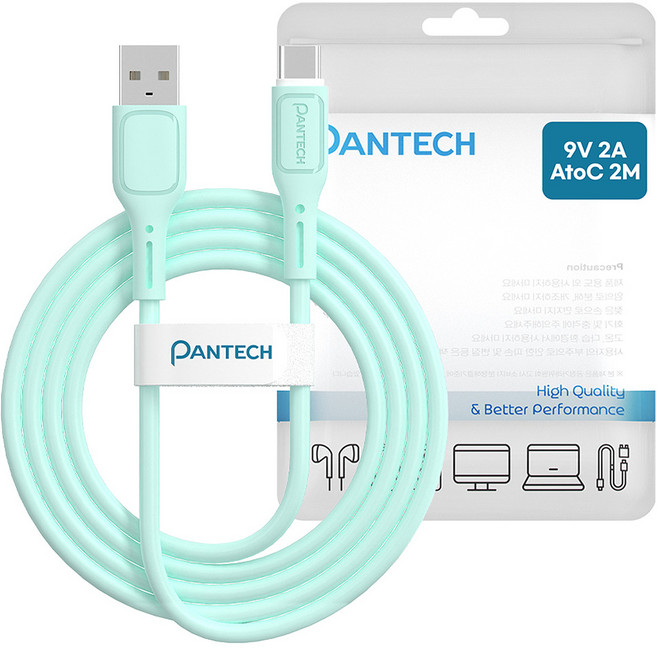 팬택 A타입-C타입 고속 파스텔 케이블, 1개, 민트, 2m