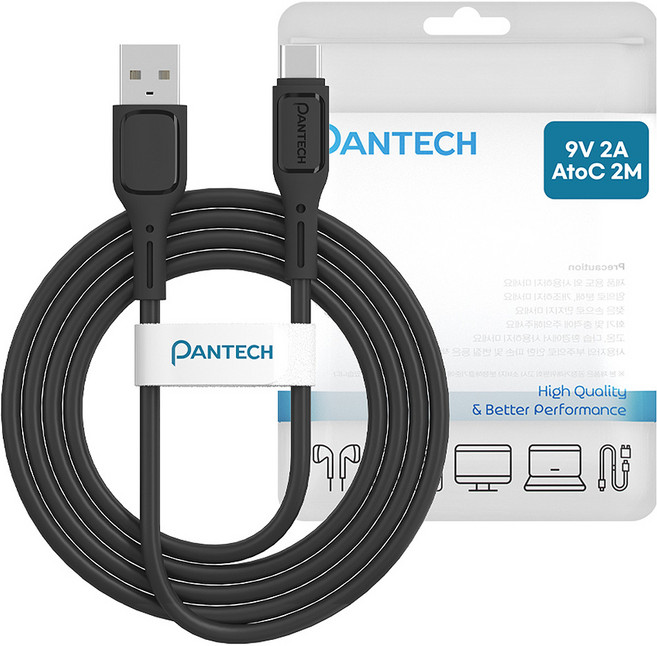 팬택 A타입-C타입 고속 파스텔 케이블, 1개, 블랙, 2m