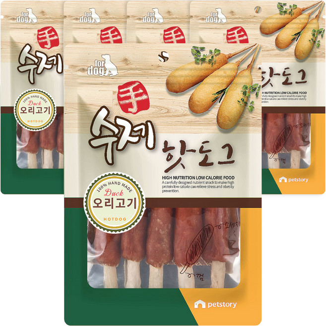 펫스토리 수제 핫도그, 오리고기, 100g, 5개