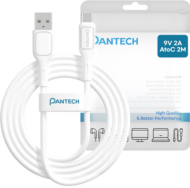 팬택 A타입-C타입 고속 파스텔 케이블, 1개, 화이트, 2m