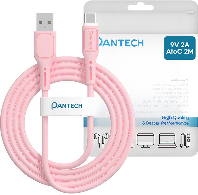 팬택 A타입-C타입 고속 파스텔 케이블, 1개, 핑크, 2m