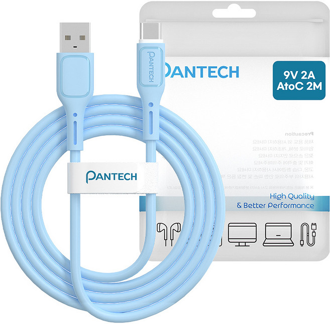 팬택 A타입-C타입 고속 파스텔 케이블, 1개, 블루, 2m