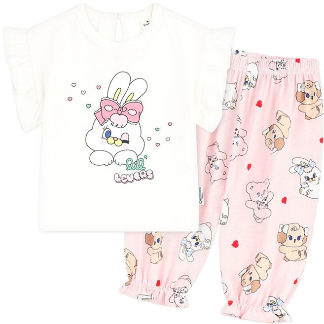 MilkBaby 아동용 모모레이 러브 리코 라운지웨어 상하의 세트