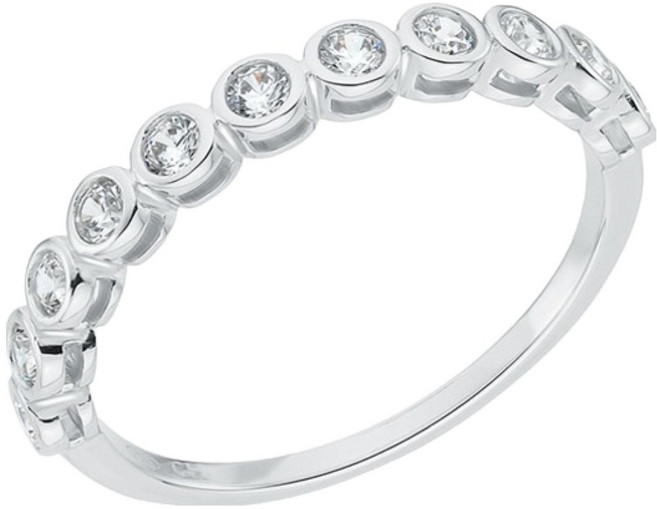 로이드 여성용 실버 925 라운드 베젤세팅 하프 반지