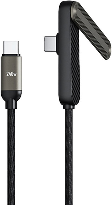 Basemo 倍魔 240W 單邊彎頭支架數據線 Type-C-Type-C, 黑色, 1個, 1.5m