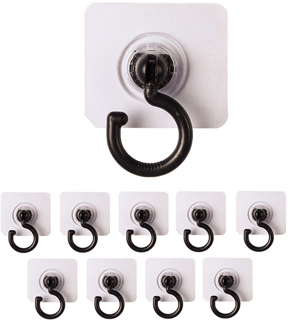 코지웰 각도조절 접착식 다용도 후크, 블랙, 10개