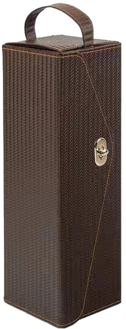 코레시스 가죽 와인 휴대용 선물가방, 브라운 핀홀 패턴, 1개