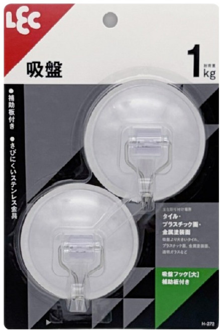 엘이씨 클리어 흡반 후크 대 H-272 2p, 투명, 1개