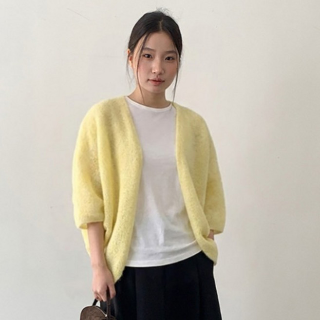 타니즈 여성용 루슬롯 7부소매 볼레로 루즈핏 가디건