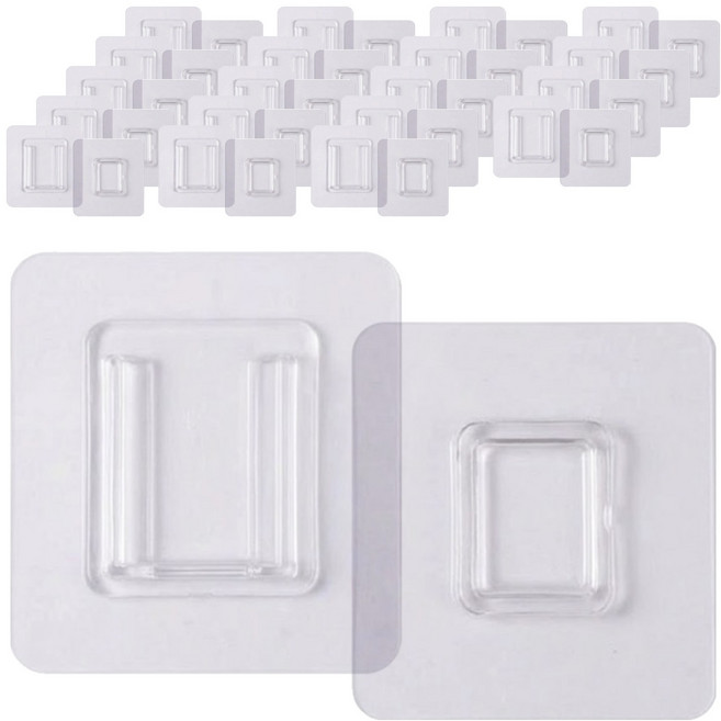 굿무드 다용도 리모컨 액자 공중부양 접착식 후크 스티커 2종 세트, NEW 투명, 20세트