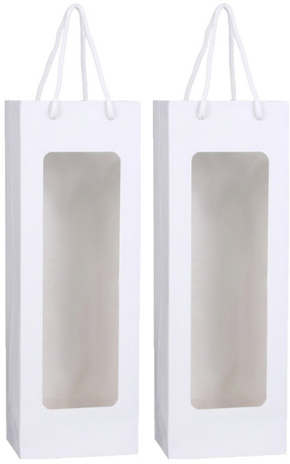 코레시스 와인 1구 크래프트 투명창 선물백 12.5 x 8.5 x 36 cm, 화이트, 2개