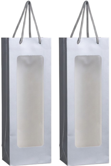 코레시스 와인 1구 크래프트 투명창 선물백 12.5 x 8.5 x 36 cm, 실버, 2개