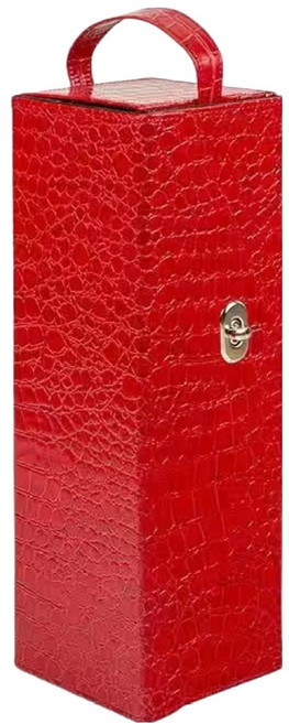 코레시스 가죽 와인 휴대용 선물가방, 레드 악어 패턴, 1개
