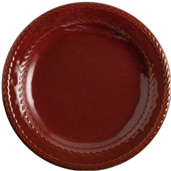 프렌치마르스 홈카페 감성 원형 세라믹 요리접시 MMM3726, 버건디, 1개