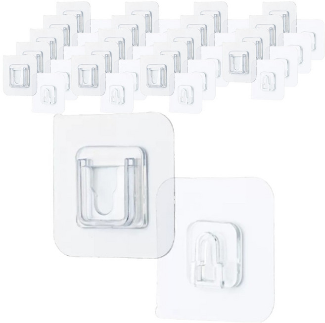굿무드 다용도 리모컨 액자 공중부양 접착식 후크 스티커 2종 세트, 투명, 20세트