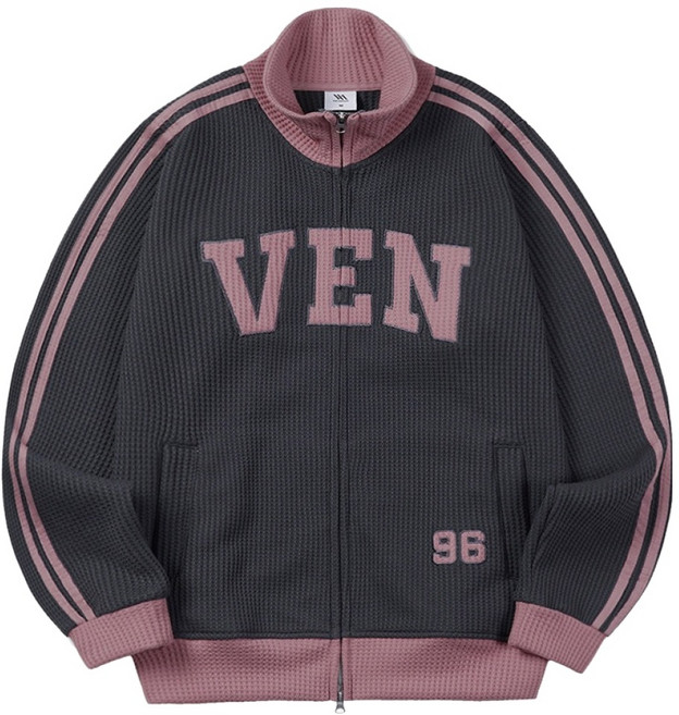 VENHIT 男女通用 VEN 96 鬆餅格紋運動拉鍊外套