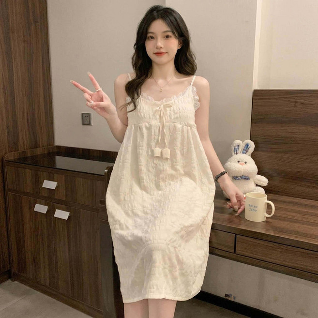 투이스타 여성용 쿨소프트 브라캡 끈 원피스 잠옷