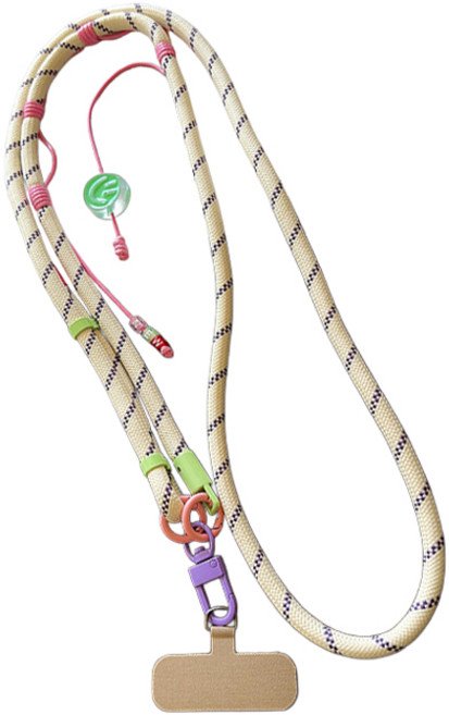 묘먀미 클래식패턴 스마일팬던트 롱 핸드폰 스트랩 MMM3751, 베이지, 1개
