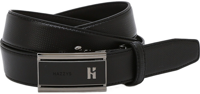 HAZZYS 扣環Logo裝飾牛皮自動皮帶 HJBE6E780BK