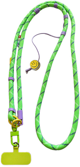 묘먀미 클래식패턴 스마일팬던트 롱 핸드폰 스트랩 MMM3751, 그린, 1개