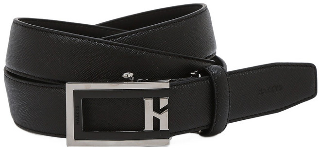 HAZZYS H字扣飾牛皮自動皮帶 HJBE6E775BK