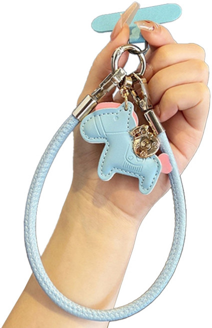 묘먀미 복주머니 포니펜던트 숏핸드폰 스트랩 MMM3745, 블루, 1개